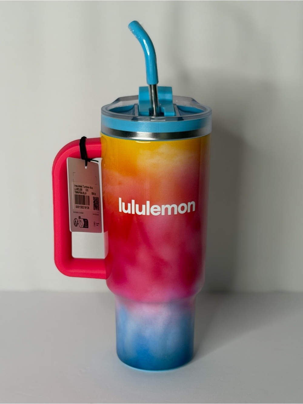 NWT Lululemon Insulated Tumbler 40oz Tri Smoothie Multi Pink Blue Water Bottle